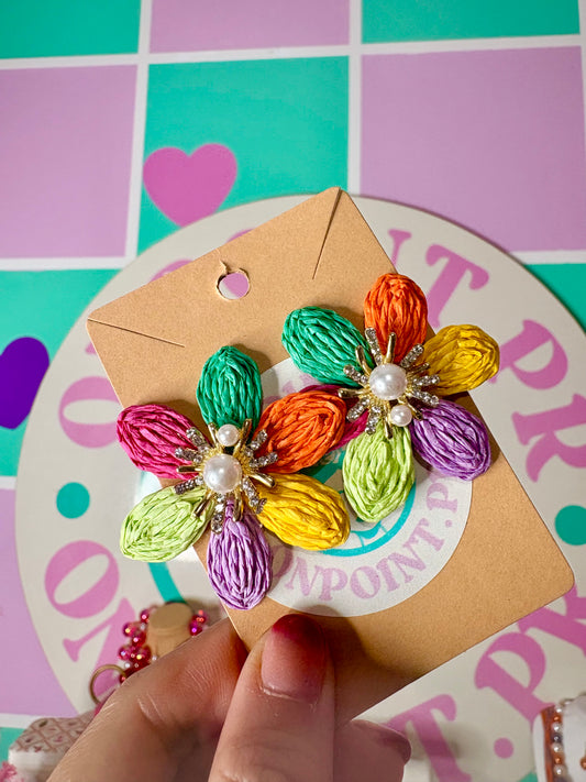 ARETES FLOR COLORES