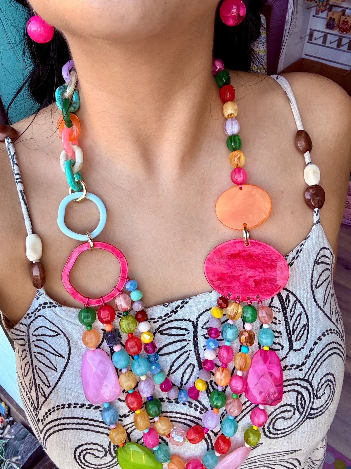 SET ARETES Y COLLAR COLORFULL