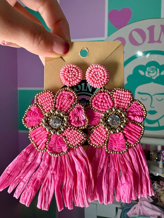 ARETES FLOR ROSA