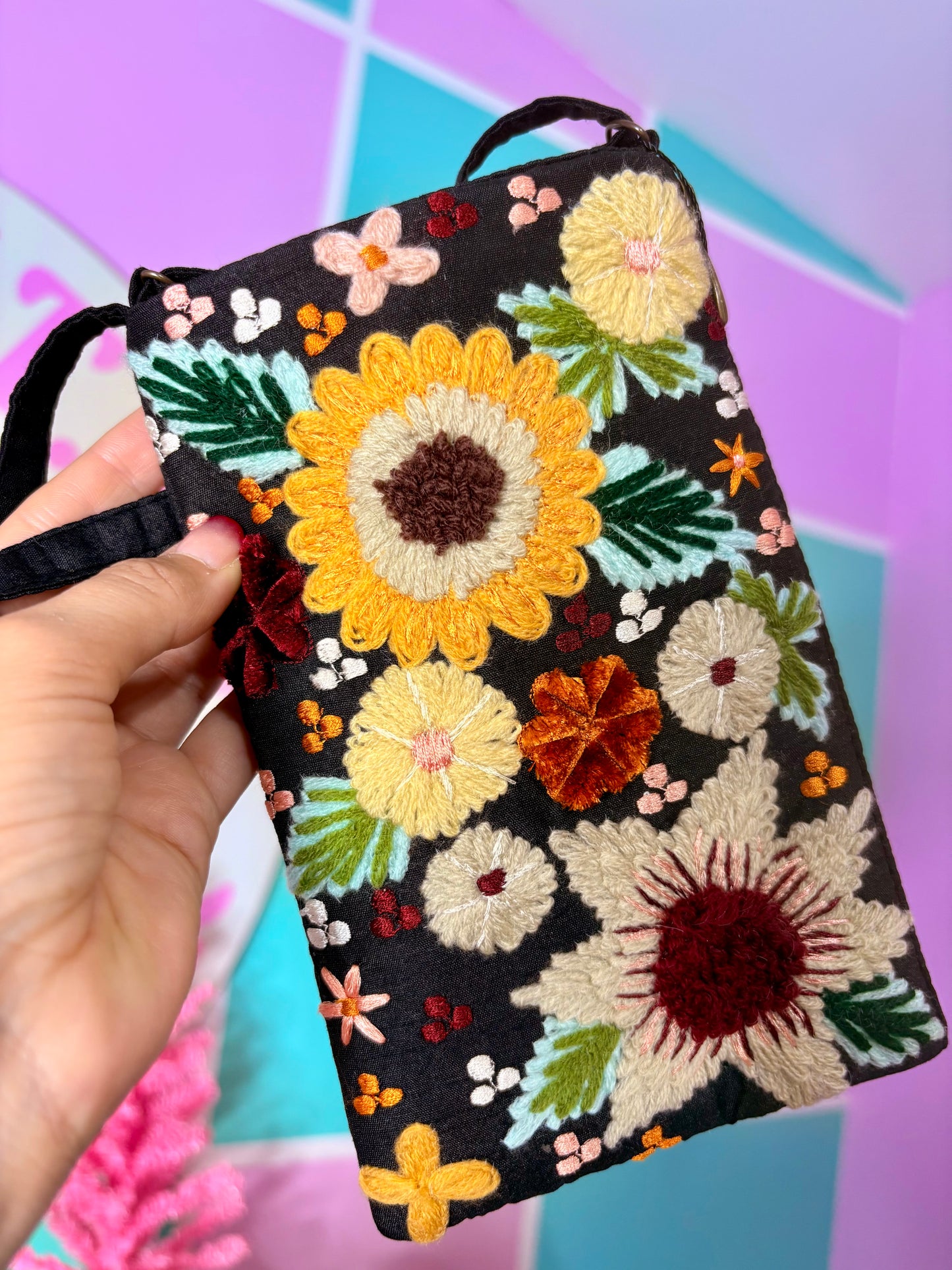 CARTERA CROSSBODY 🌻 FLORES BORDADAS 🇮🇳