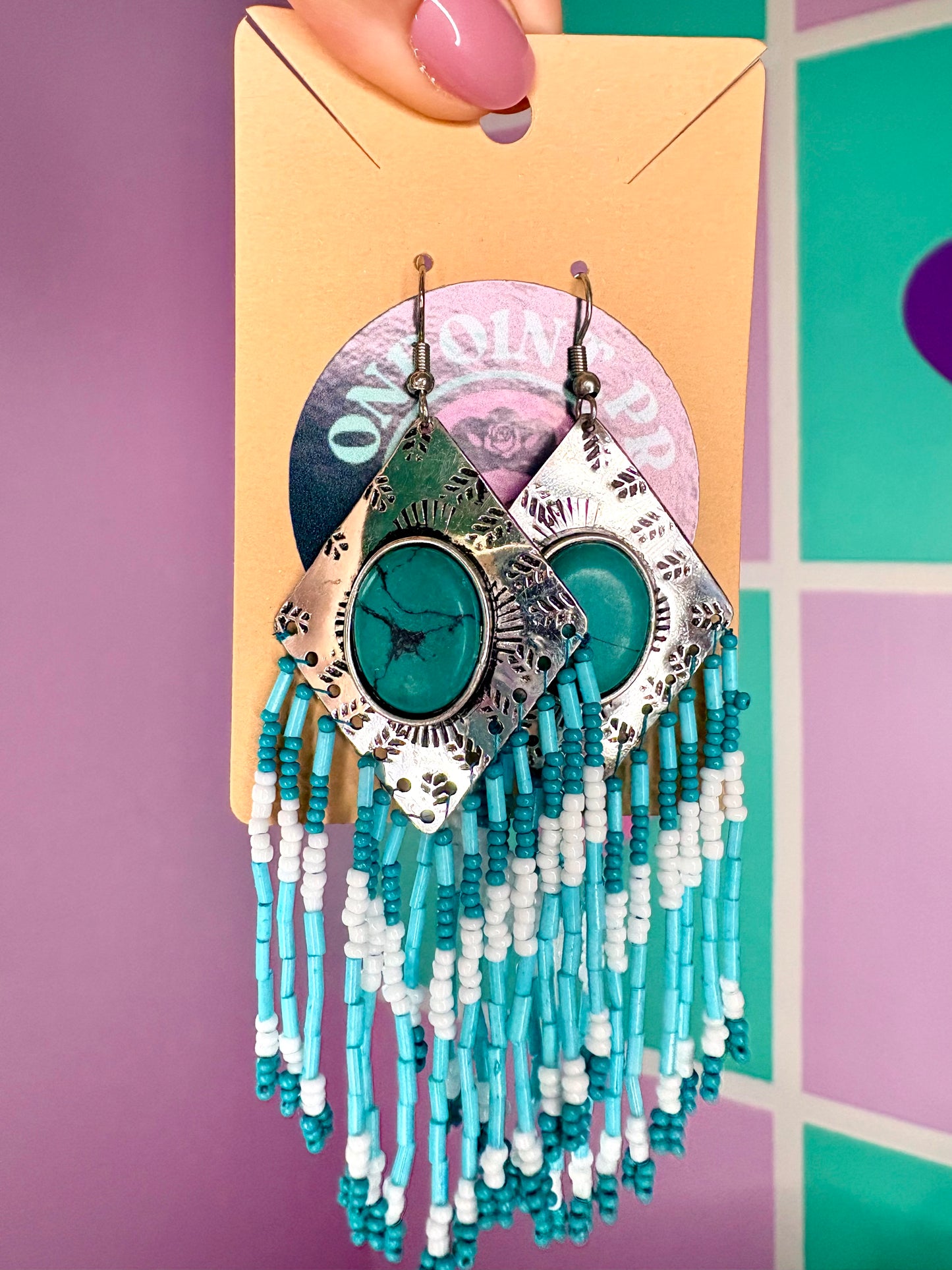 ARETES BOHO SILVER Y TURQUESA