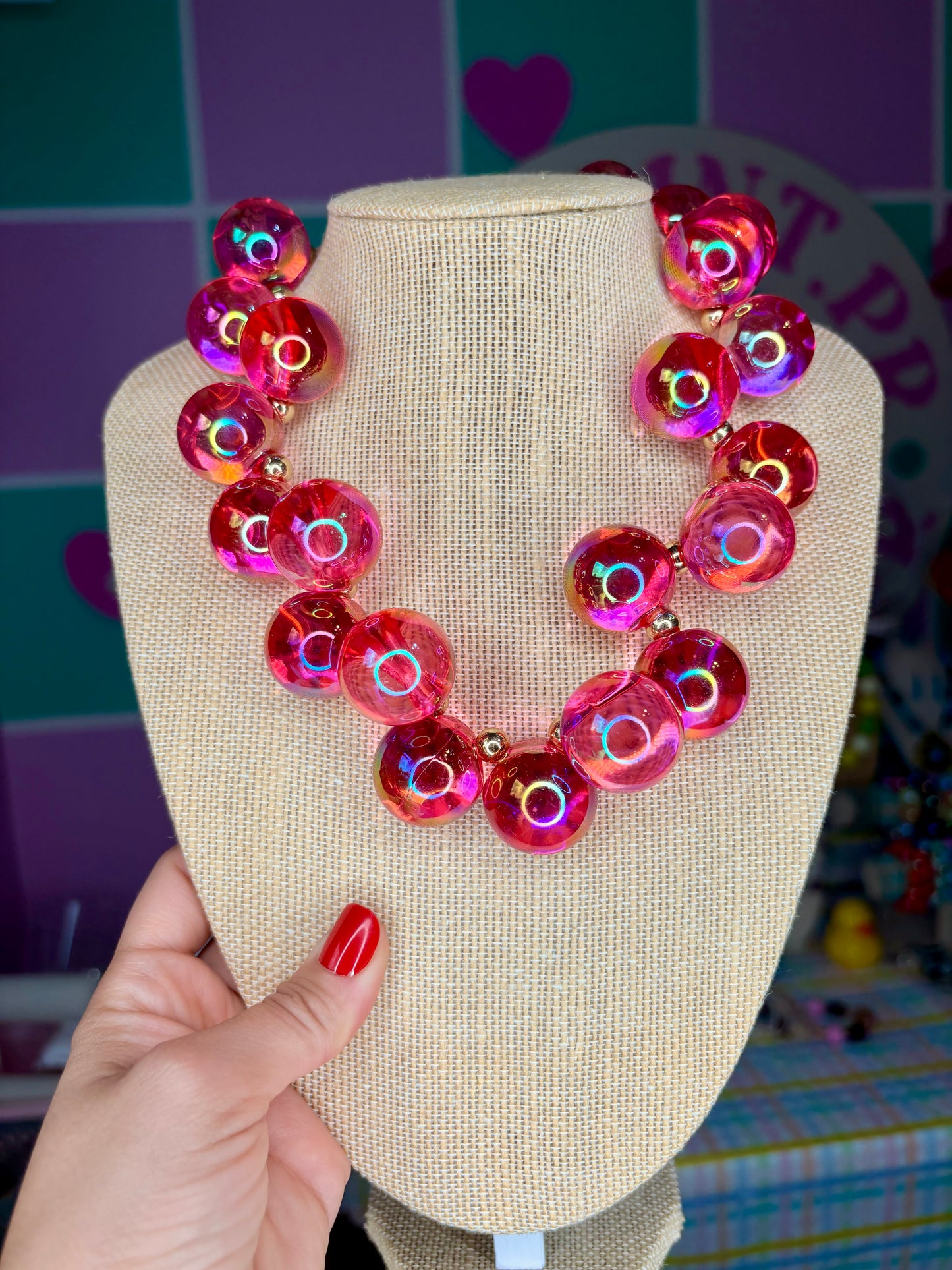 COLLAR HOT PINK BUBBLES