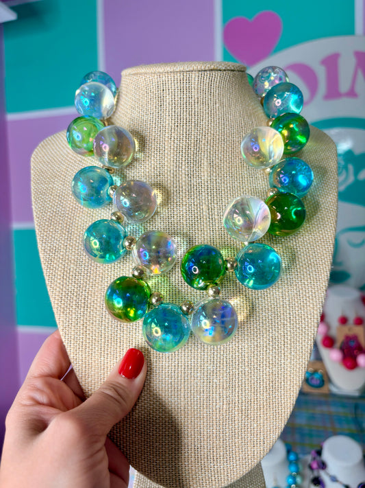 COLLAR CLEAR, VERDE Y AZUL BUBBLES 🫧
