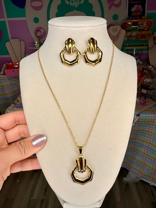 SET EN STEEL ARETES Y CADENA