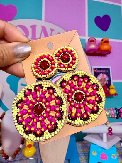 ARETES ROSA Y AMARILLO 🇮🇳