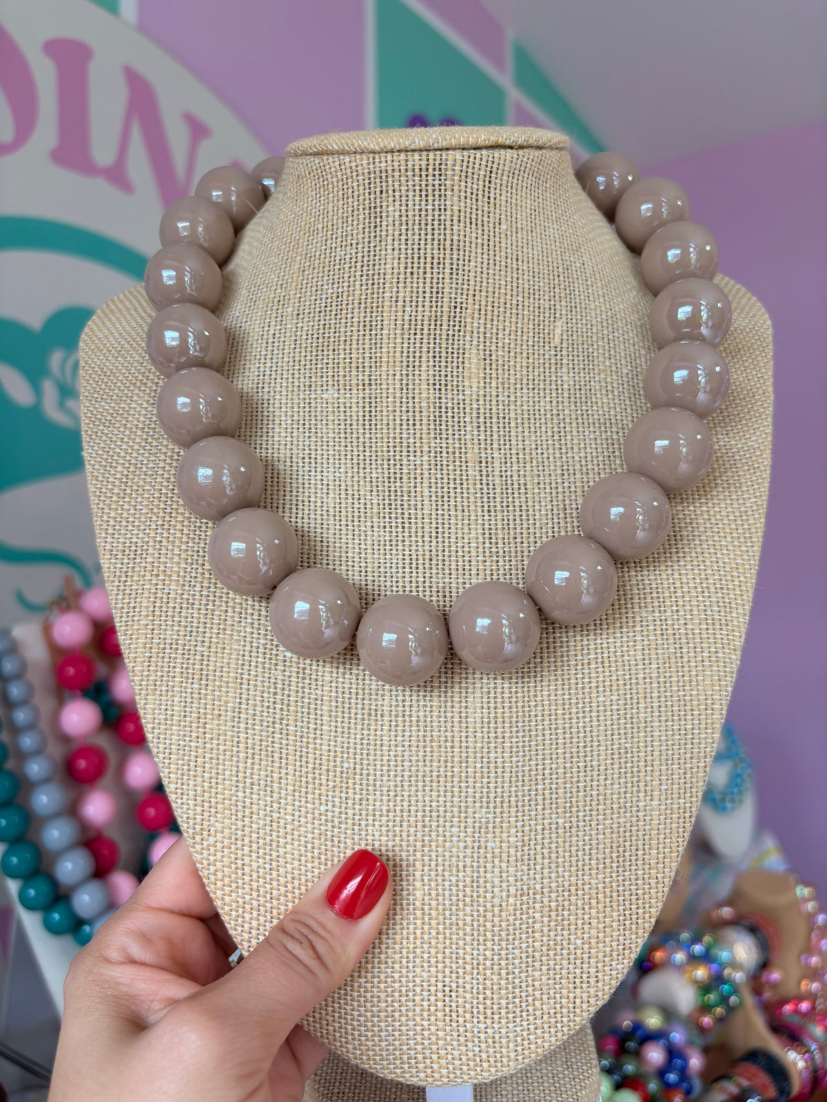 COLLAR MARRÓN/ NUDE BUBBLEGUM