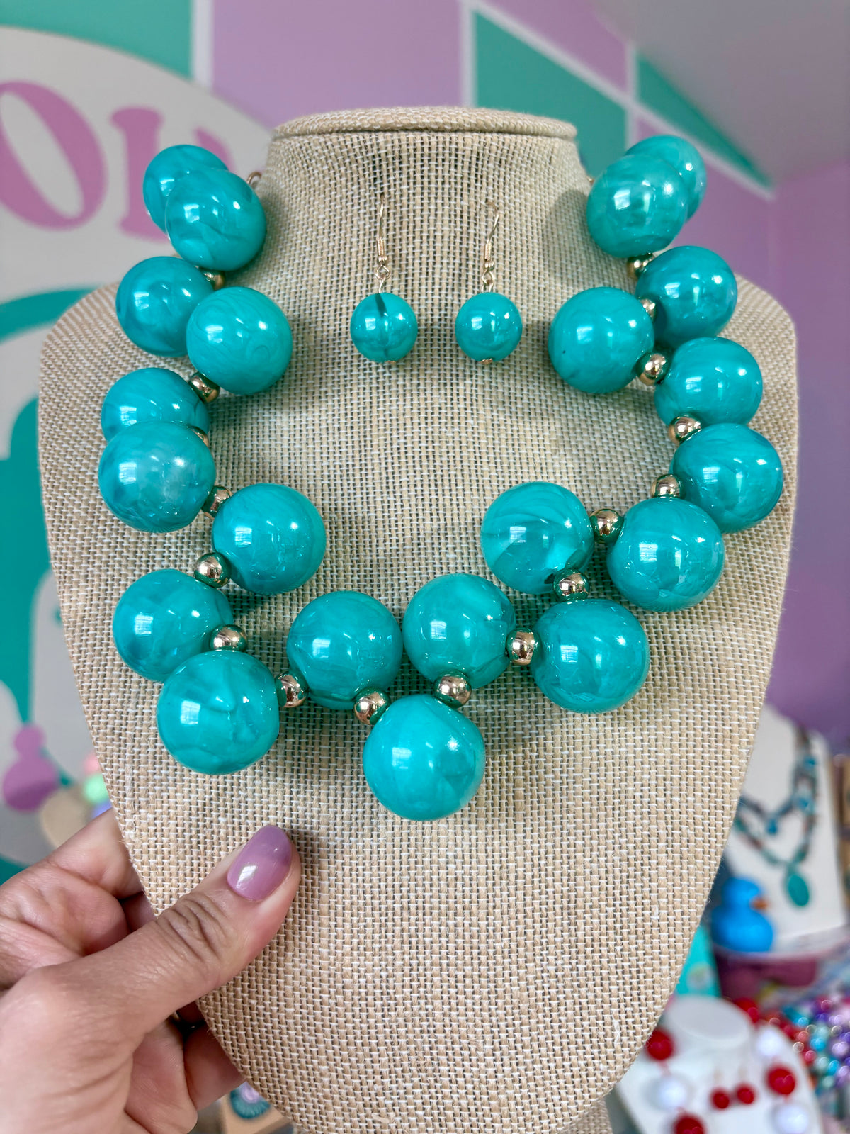 SET ARETES Y COLLAR TURQUESA