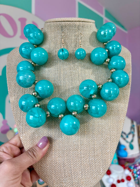 SET ARETES Y COLLAR TURQUESA