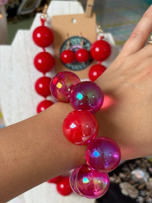 PULSERA BUBBLES 🫧 HOT PINK & RED