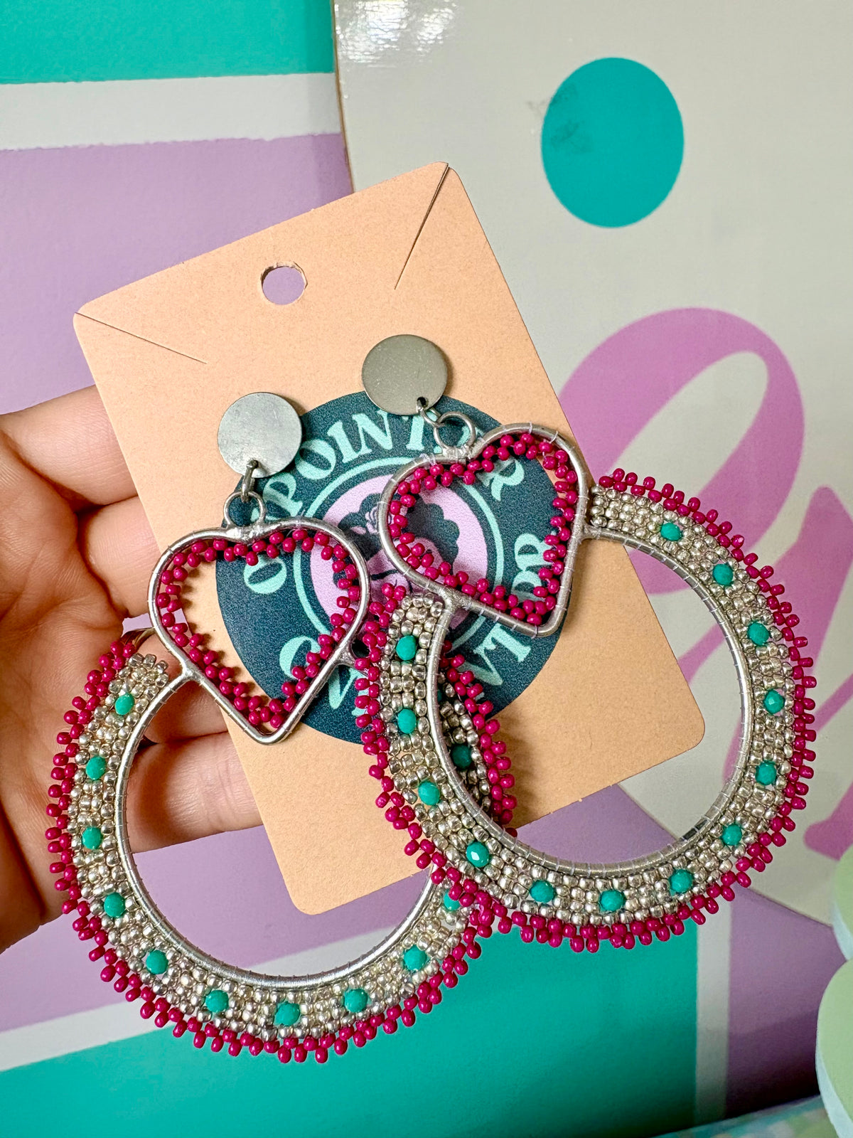ARETES SILVER CON BEADS