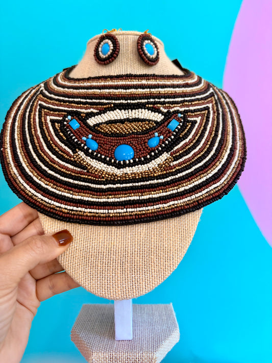 SET DE ARETES Y COLLAR EN BEADS  🇮🇳