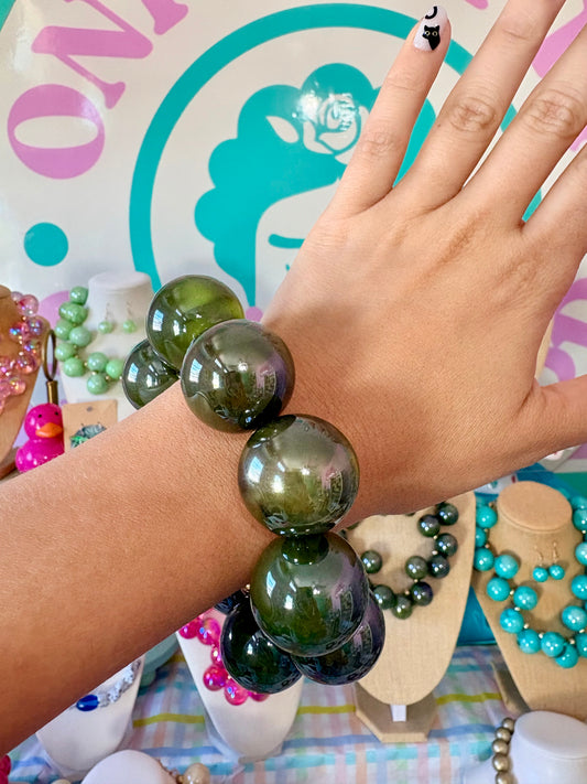 PULSERA BUBBLES VERDE OLIVO