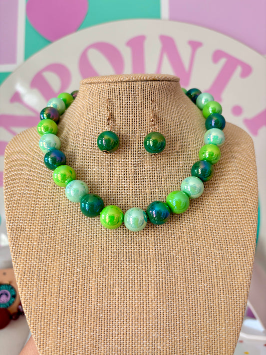 SET ARETES Y COLLAR MINI BUBBLES 💚