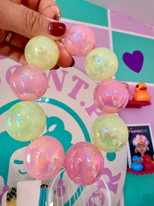 PULSERA BUBBLES 🫧 VERDE Y ROSA