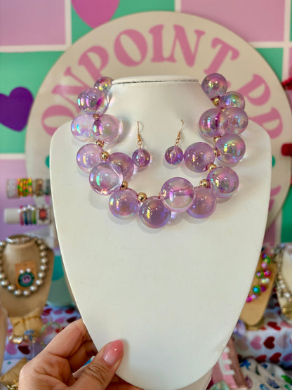 SET BUBBLES LAVANDA COLLAR Y ARETES