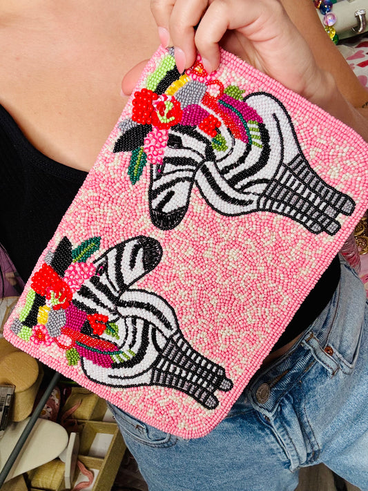 CARTERA EN BEADS DE ZEBRA 🦓 🩷 CONFECCIONADA EN INDIA 🇮🇳
