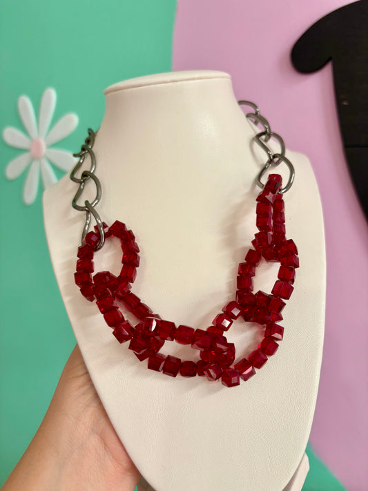 COLLAR CHARCOAL Y ROJO