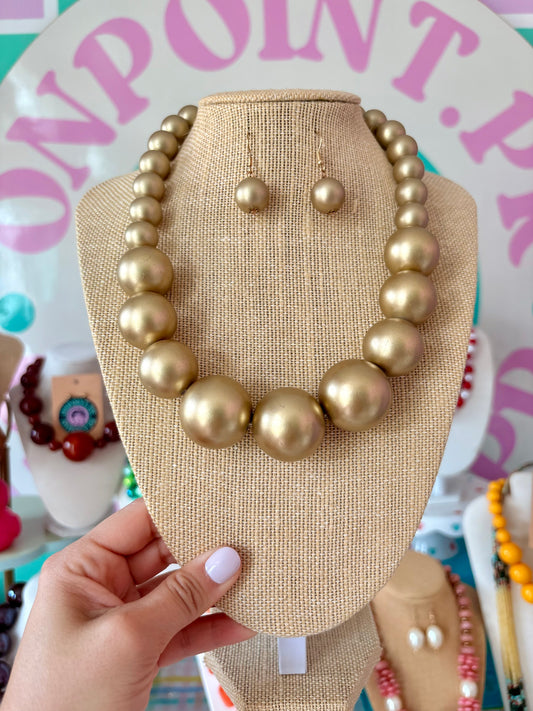 SET ARETES Y COLLAR GOLD