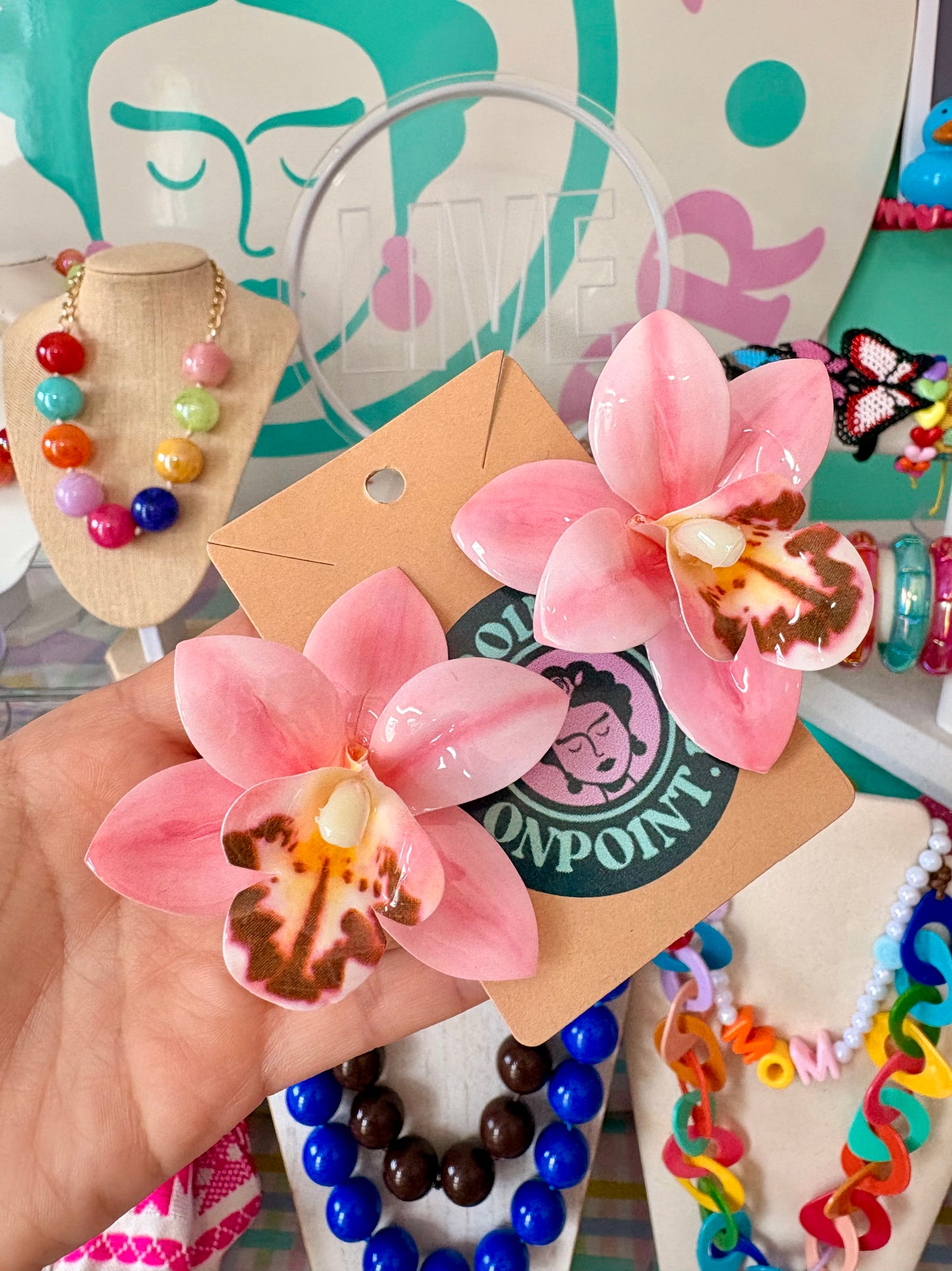 ARETES FLOR ROSA