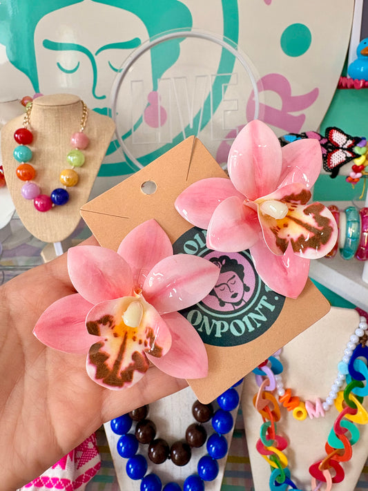 ARETES FLOR ROSA