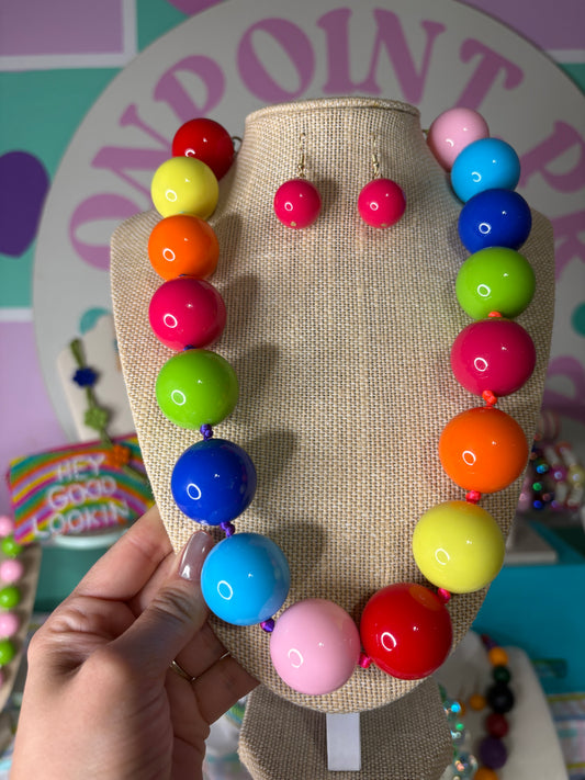 SET ARETES Y COLLAR BUBBLEGUM COLORES