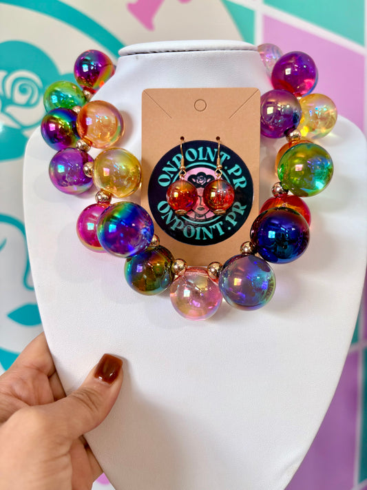 COLLAR Y ARETES BUBBLES COLORES