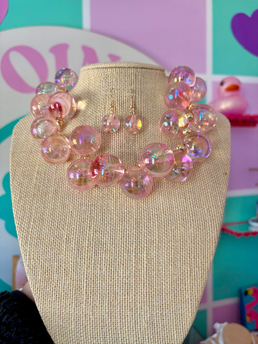 SET BUBBLES 🫧 COLLAR Y ARETES LIGHT PINK