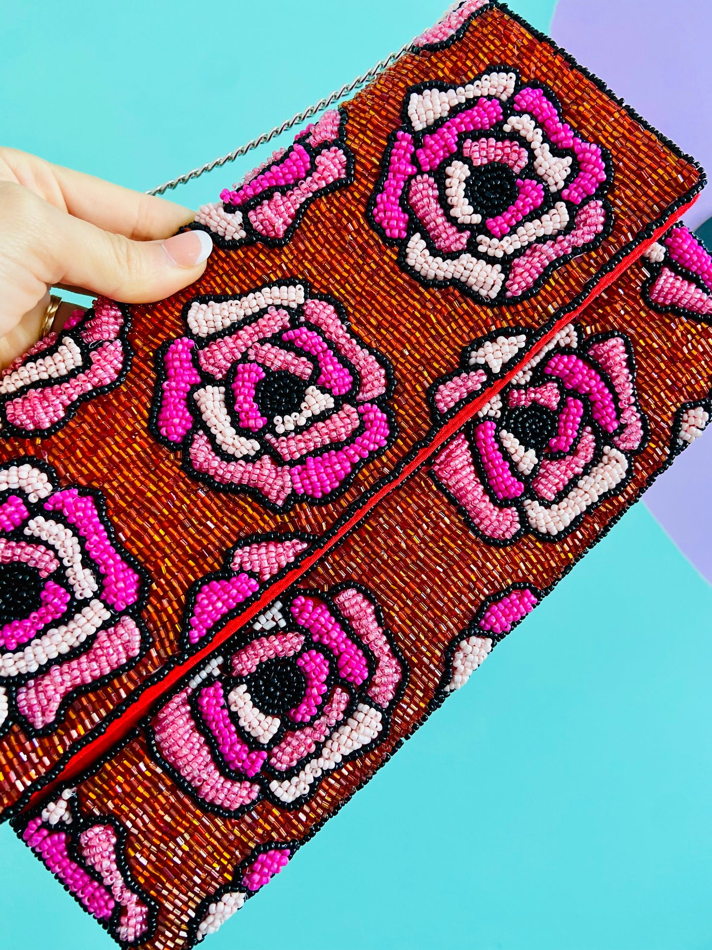 CARTERA FLORES ROSA