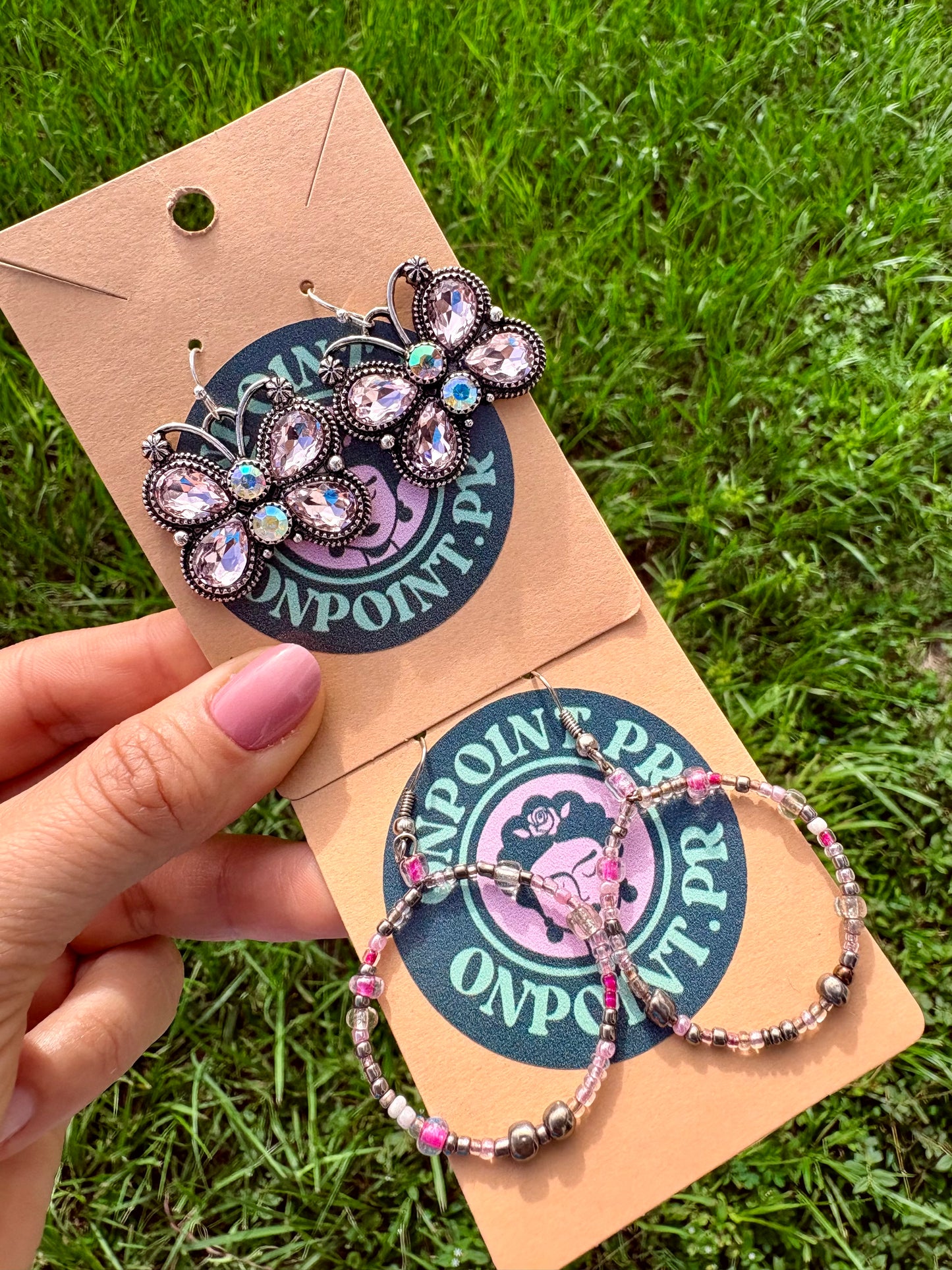 ARETES ROSA Y SILVER