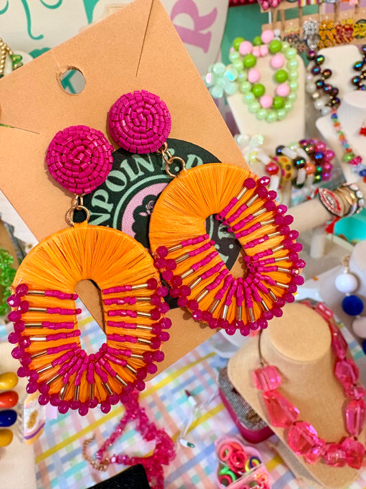 ARETES ROSA Y NARANJA
