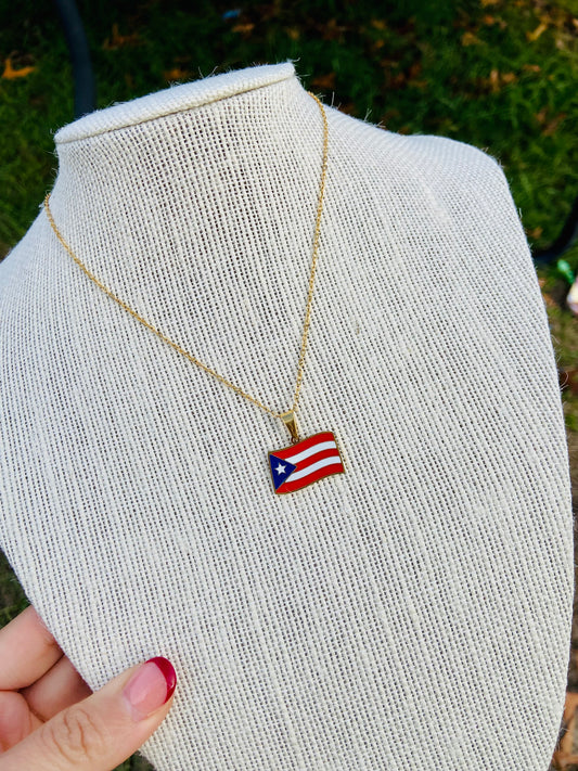 CADENA BANDERA DE PR 🇵🇷🌊 EN STEEL