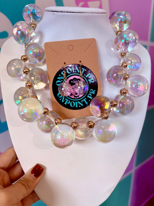 COLLAR Y ARETES BUBBLES CLEAR