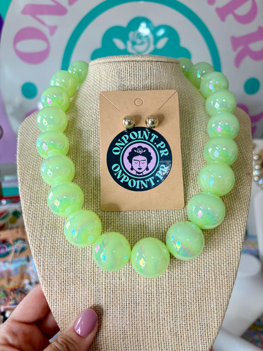 SET ARETES Y COLLAR BUBBLES 🫧 VERDE