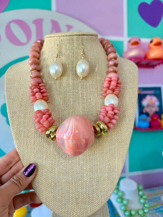 SET BUBBLES Y PERLAS ROSA