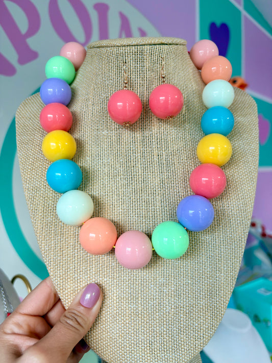 SET ARETES Y COLLAR BUBBLEGUM