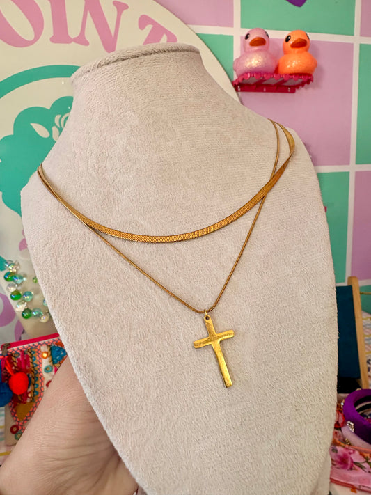 CADENA DOBLE EN STEEL DE CRUZ