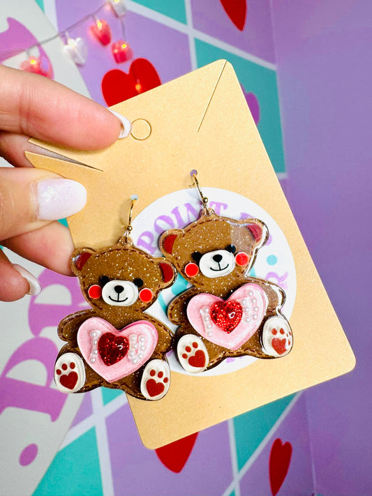 ARETES I ❤️ U 🐻 EN ACRÍLICO