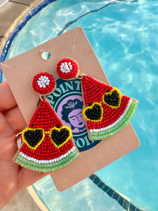 ARETES EN BEADS DE MELÓN