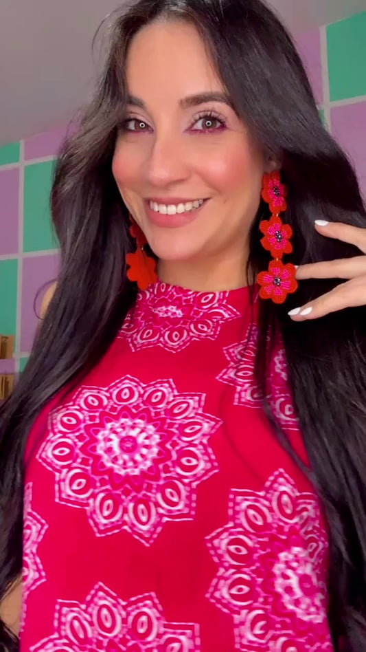 ARETES BEADS FLOWERS