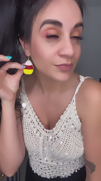 ARETES CANDYCORN EN BEADS